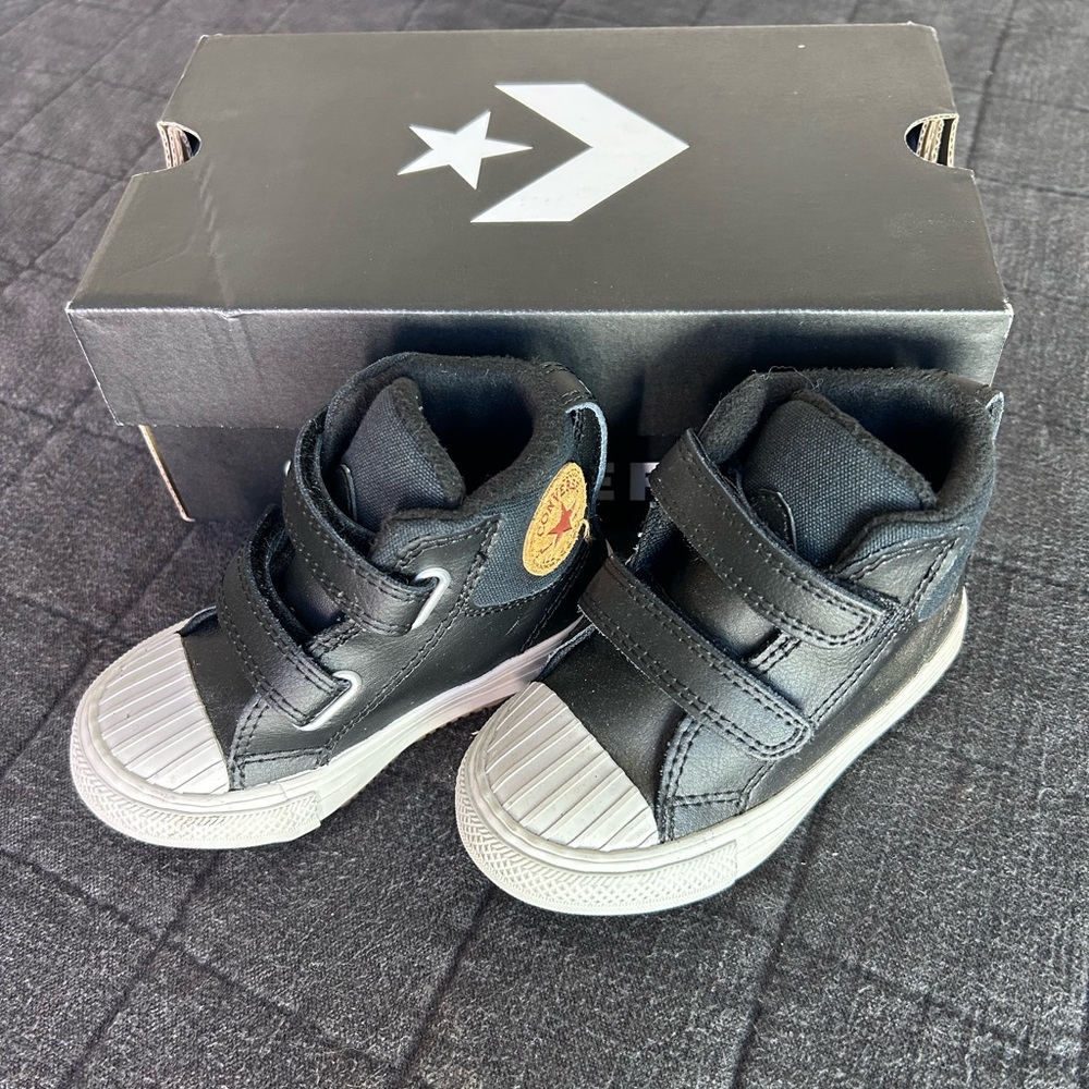 Converse Kids Black Velcro Sneakers